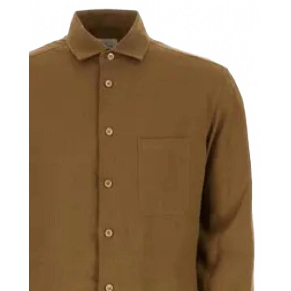 NEW LE KASHA men's indore long sleeve linen shirt in tobacco